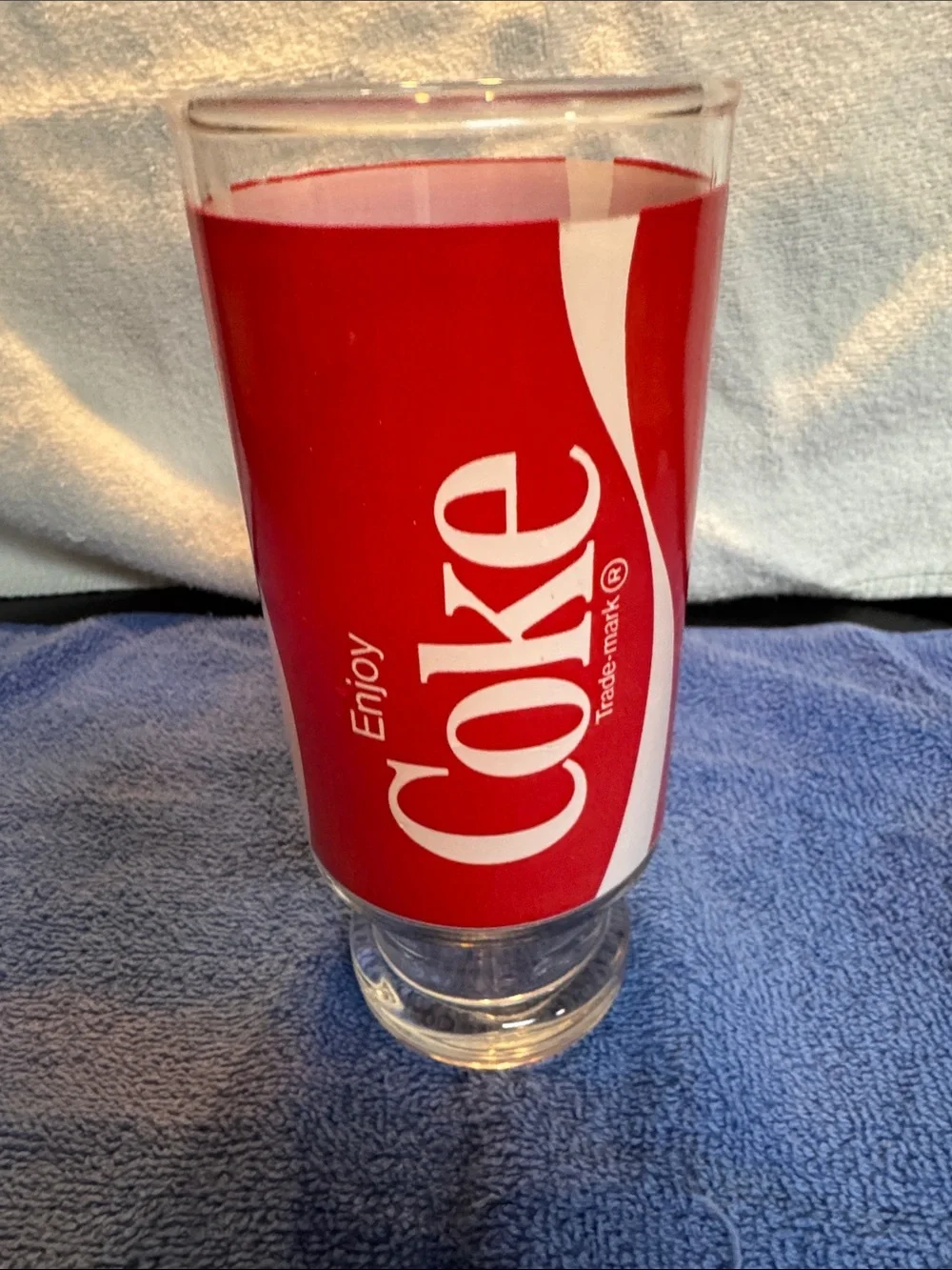 Vintage Pedestal 32oz Coca Cola Glass 1970s